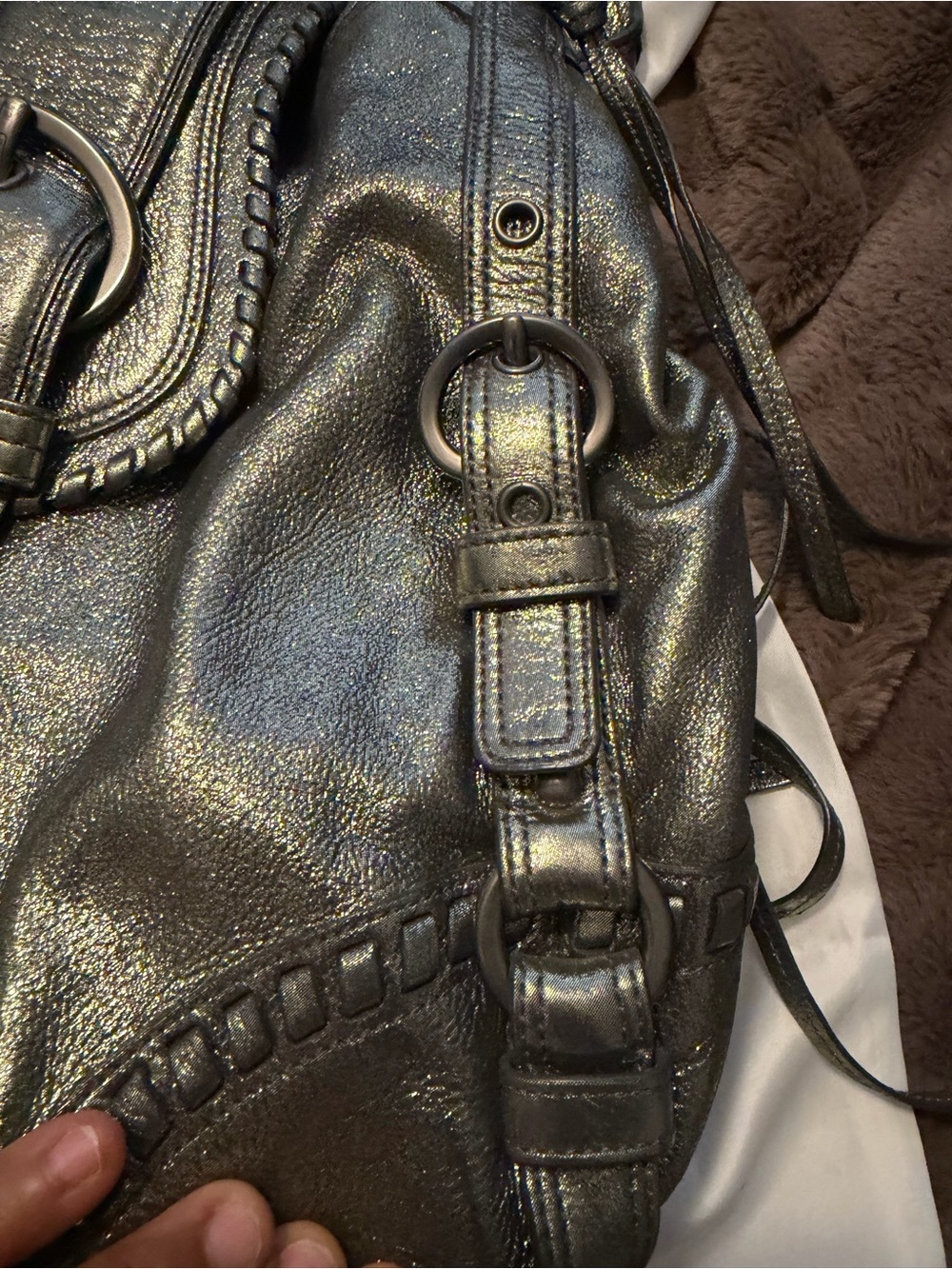 Women’s Coach Vintage Metallic Gunmetal  Leather Shoulder Bag - Picture 5 of 13